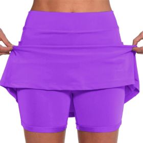 Elastic Yoga Culottes for Women Athletic Shorts Lightweight (Color: Purple, size: S)