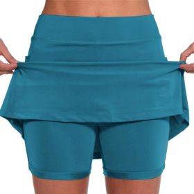 Elastic Yoga Culottes for Women Athletic Shorts Lightweight (Color: Blue, size: 5XL)