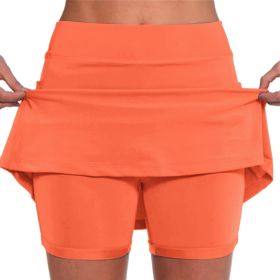 Elastic Yoga Culottes for Women Athletic Shorts Lightweight (Color: orange, size: 5XL)